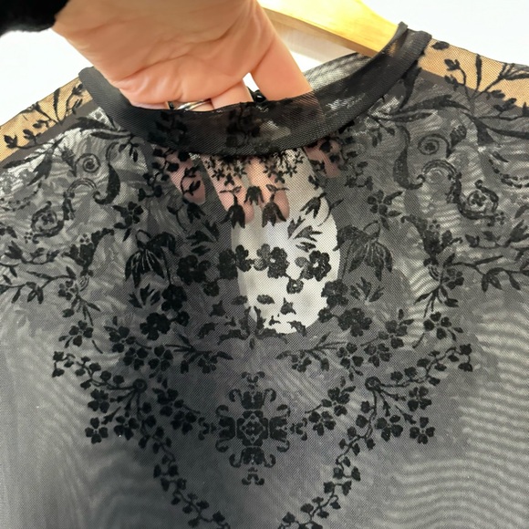 Vintage Whimsigoth Sheer Black Dress Velvet Burnout LBD Cocktail Womens Medium - Picture 5 of 13